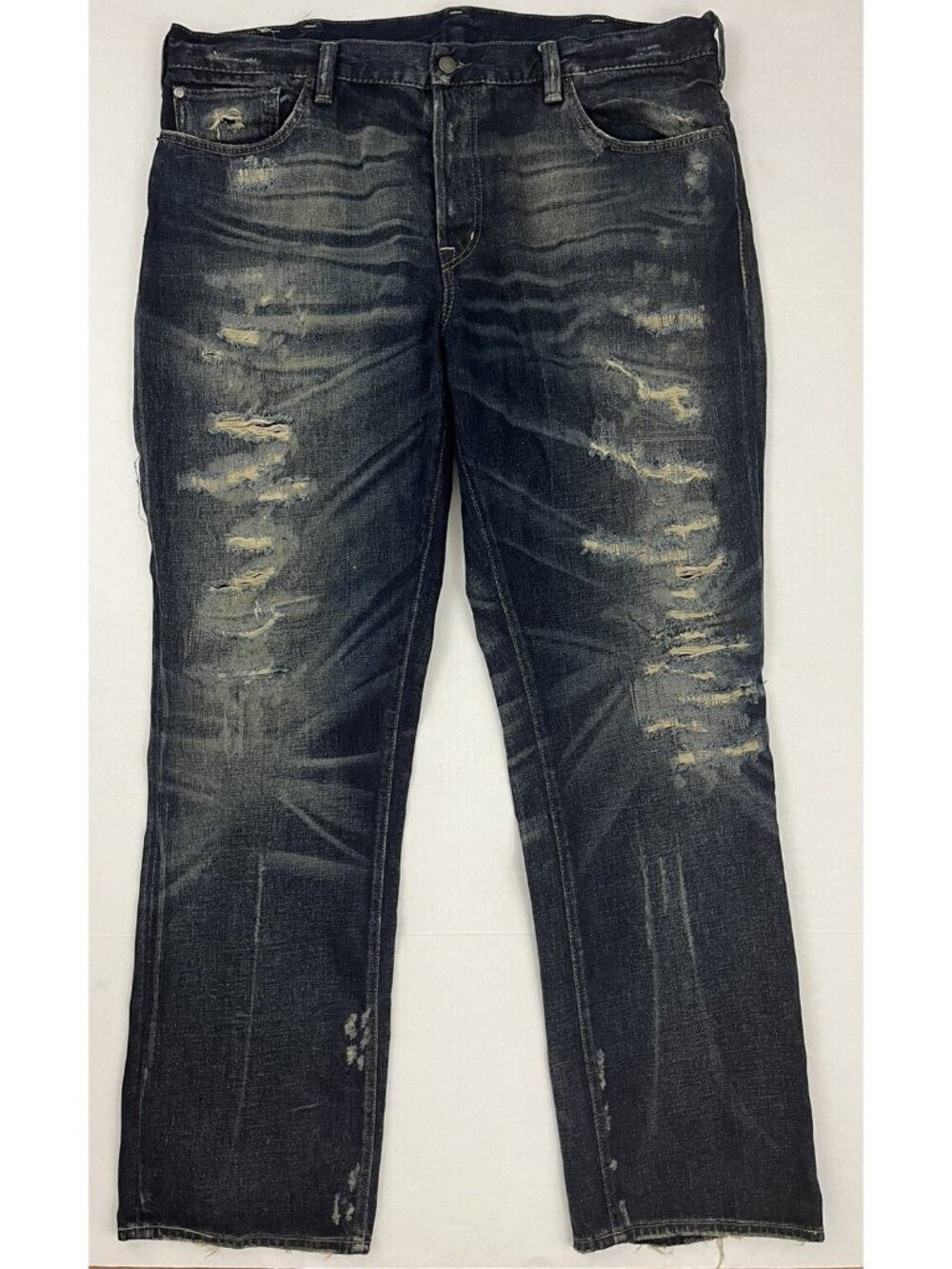 Denim & Supply Ralph Lauren Jeans Men's 40x32 Destroyed Slouch Button Fly Dark